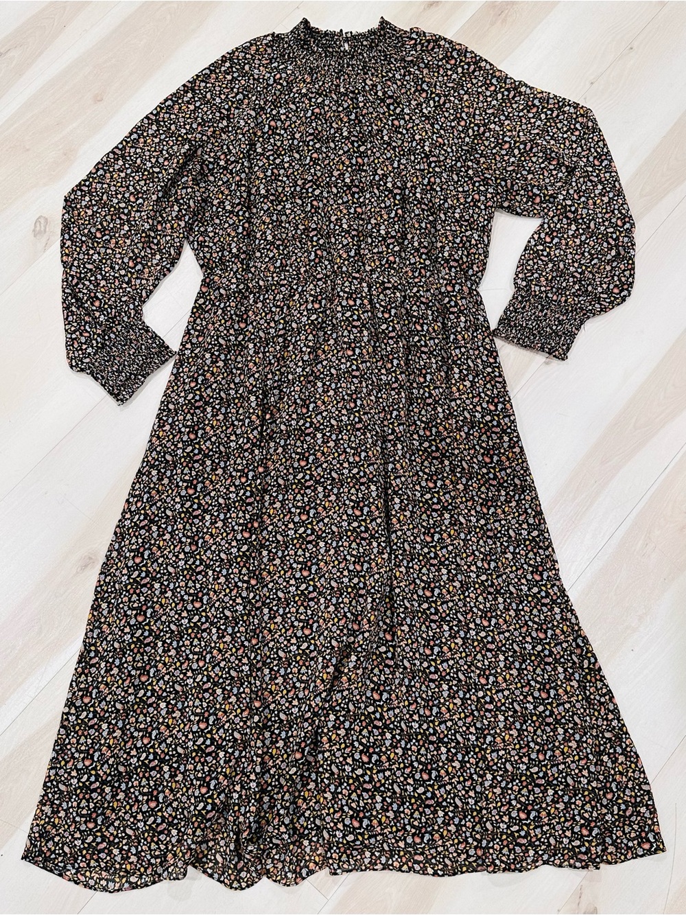 Madewell (Re)sourced Georgette Smocked-Neck Midi Dress in Folktale Paisley Sz XL - Picture 5 of 14
